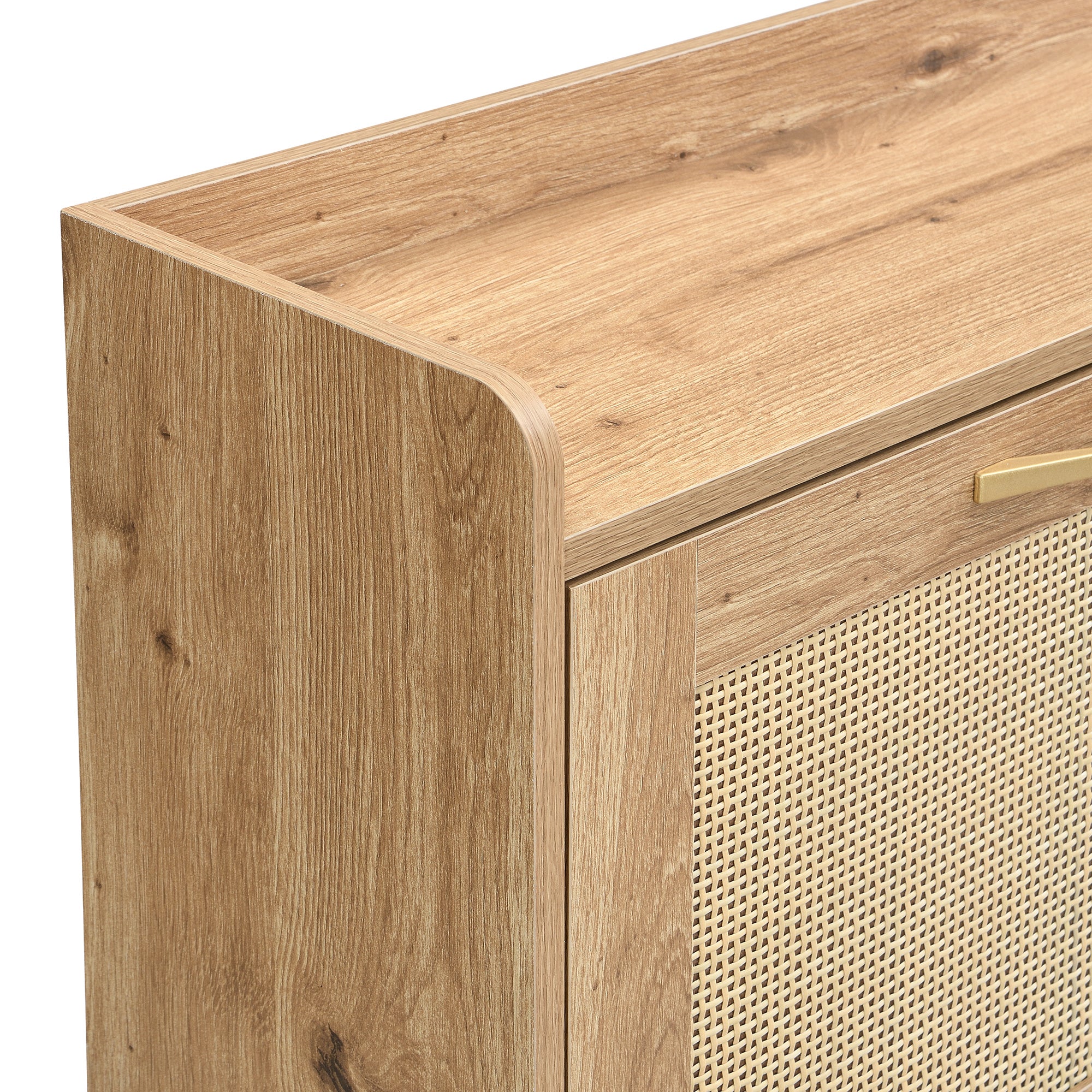 Meuble à chaussures moderne - avec portes en rotin - 4 portes - structure en métal - naturel - 8