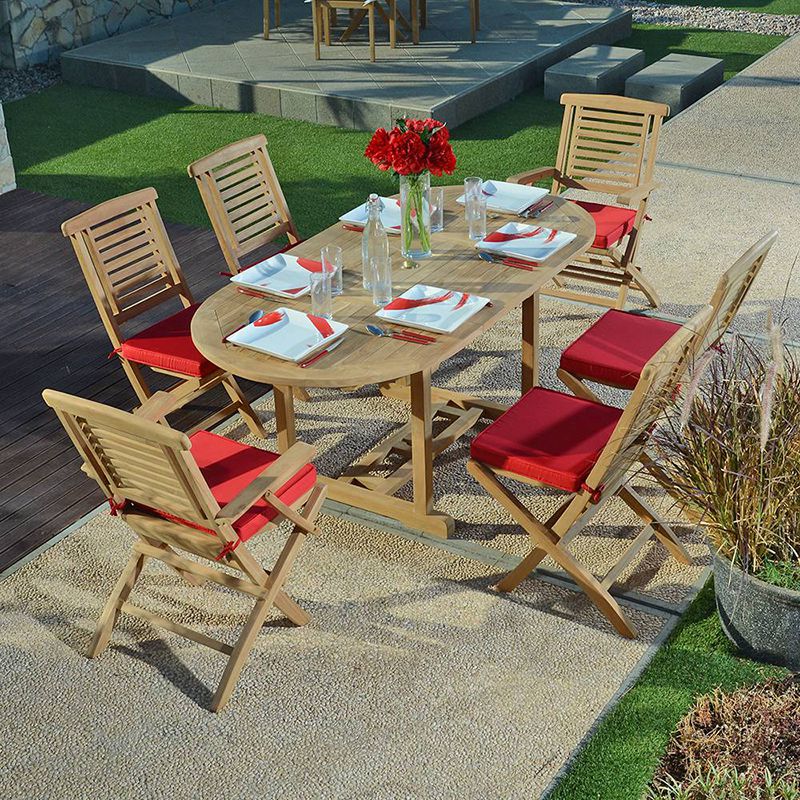 Chaise de jardin pliable sans coussin Barbade en Teck Marron - 9