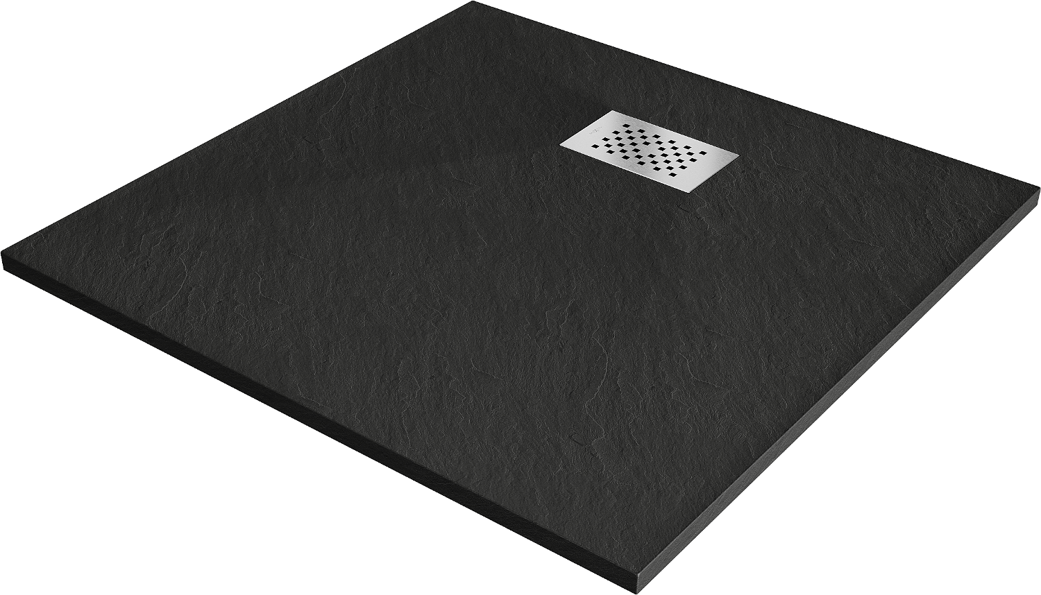 Mexen Hugo brodzik kwadratowy SMC 90 x 90 cm, czarny, maskownica inox - 42709090-X