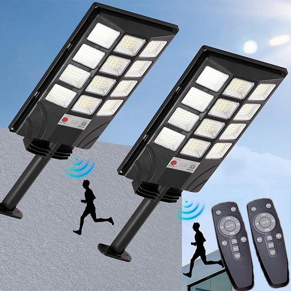 Luz blanca, luz solar para exteriores, farola, luz de pared decorativa para patio, 2 piezas, con control remoto, sensor inteligente