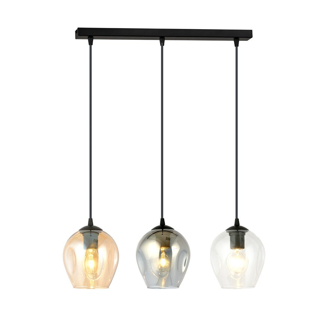 Lampa wisząca Istar czarna-wielokolorowy 3xE27x15W wym: 100 x 70 x 14 cm szkło Emibig