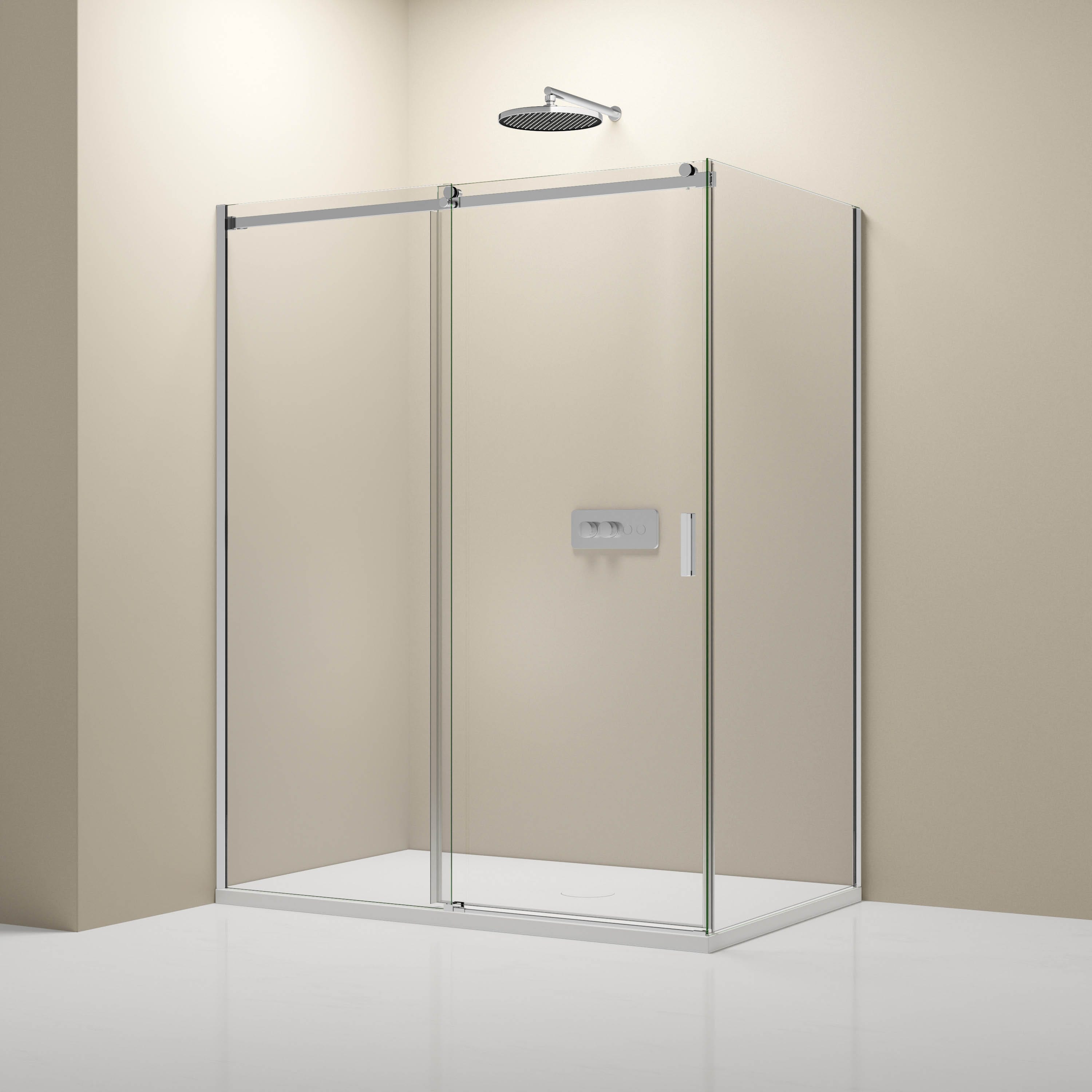 BERNSTEIN Walk In Dusche Mit Schiebetür 170cm NT101 Graues Klar 8mm ESG Sicherheitsglas Nano