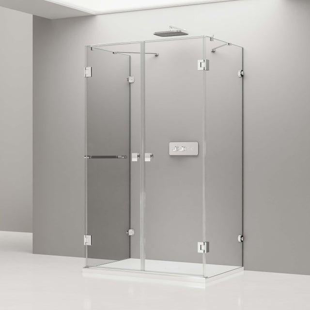 BERNSTEIN - Paroi de douche DELUXE, forme en U, centre du mur, NANO EX412, 120x90x195cm