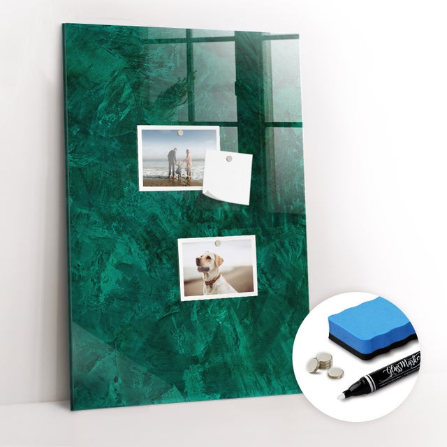 Lavagna Magnetica Murale, Tulup - 40x60 cm - Blocco smeraldo, 5 magneti, spugna, pennarello bianco