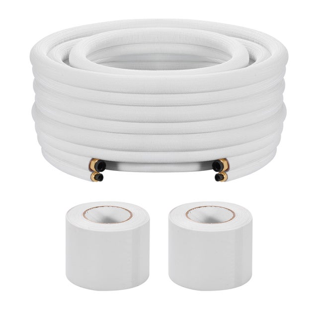 Liaison Frigorifique Tuyau VEVOR en Cuivre Mini-split 6,4 mm 12,7 mm Diamètre Extérieur, 15,2 m Longueur, Bobine Isolée PE Blanc Épais 9,5 mm