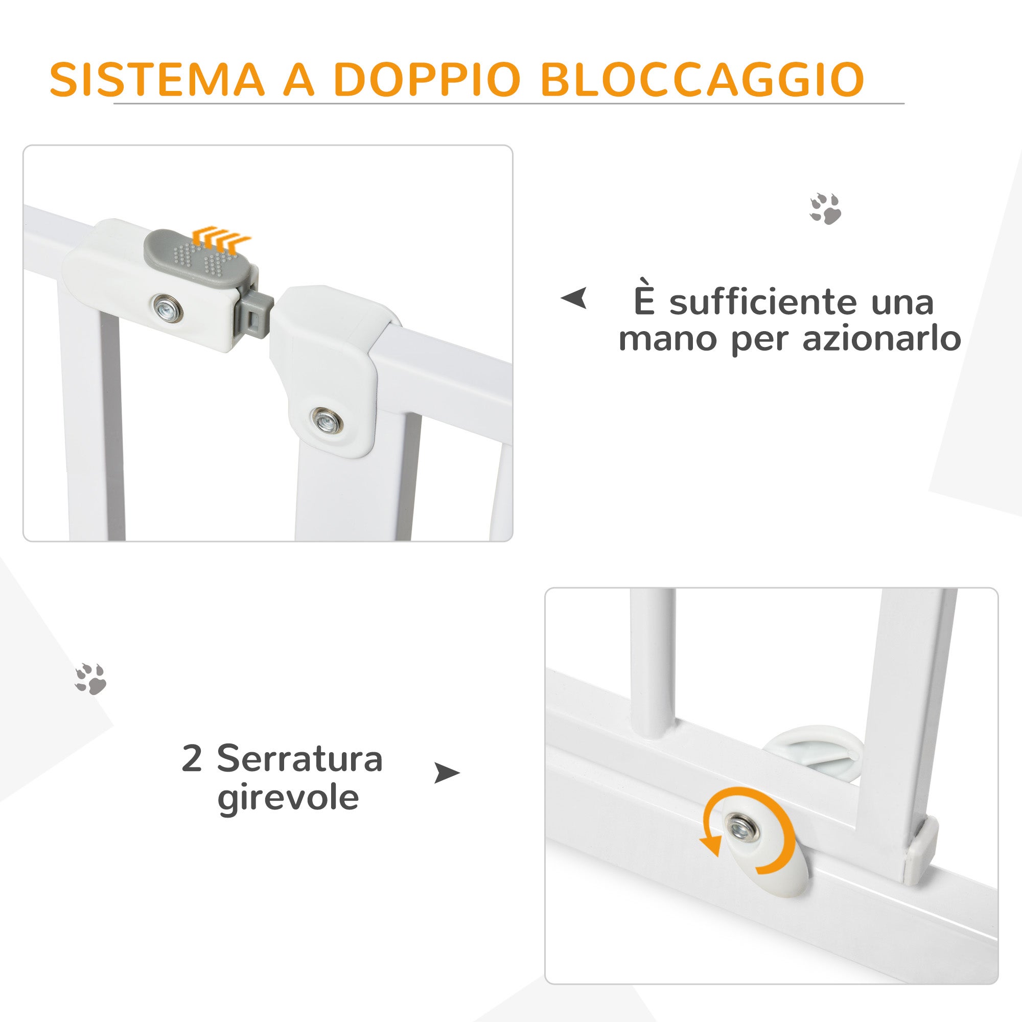 PawHut Cancelletto di Sicurezza per Cani in Acciaio e ABS, Estensibile 75-115cm per Scale e Porte, Bianco - 4