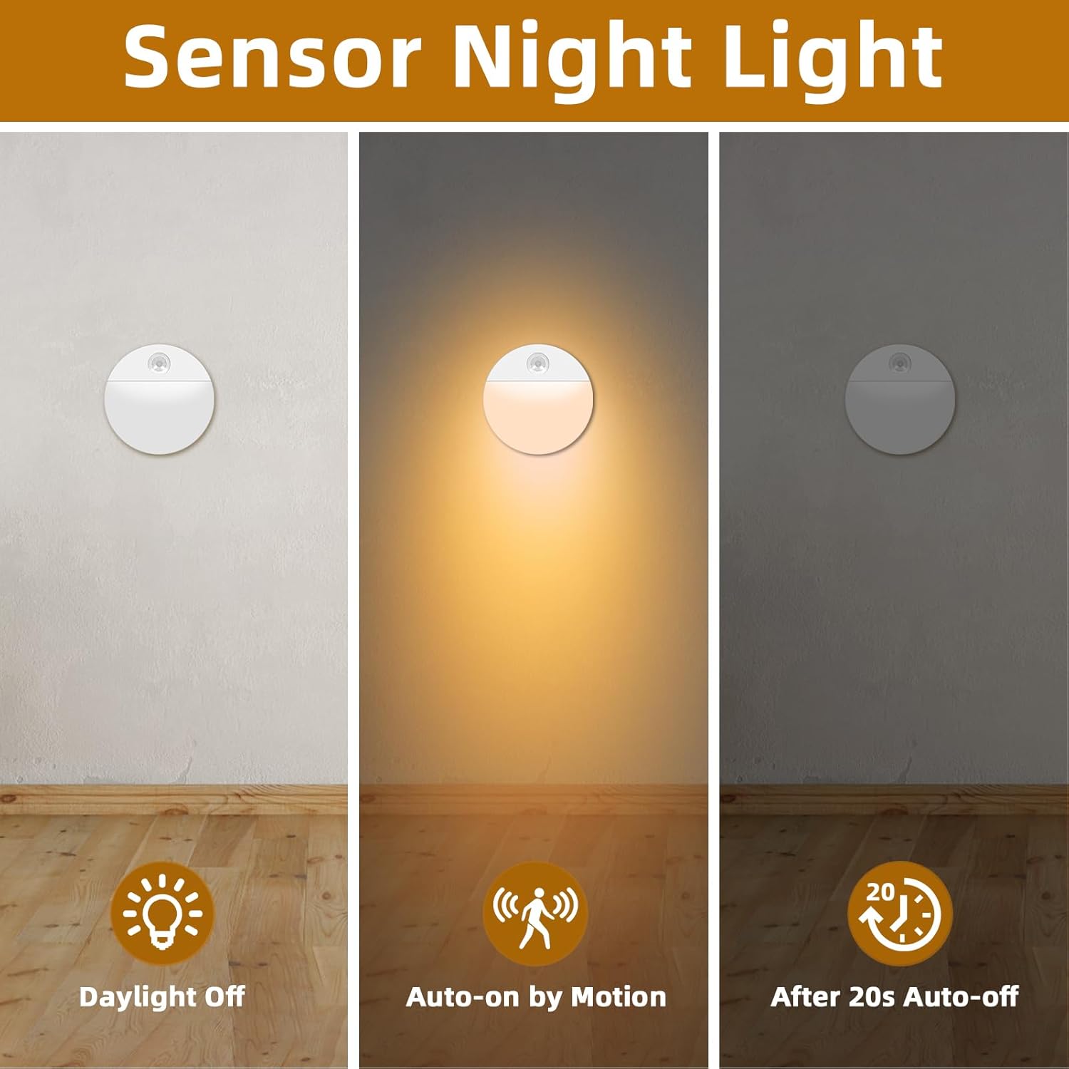 Lampka nocna z czujnikiem ruchu – 4 diody LED, zasilana bateryjnie – automatyczne włączanie, do korytarza, schodów, sypialni, praktyczna i ekonomiczna - 5