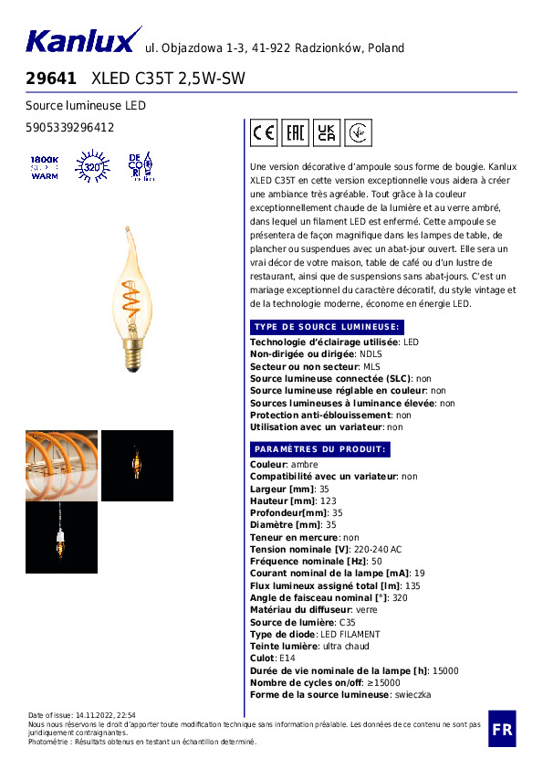 Ampoule LED Bougie Flamme - E14 - 2,5W - Ambre - Décorative Vintage - 8