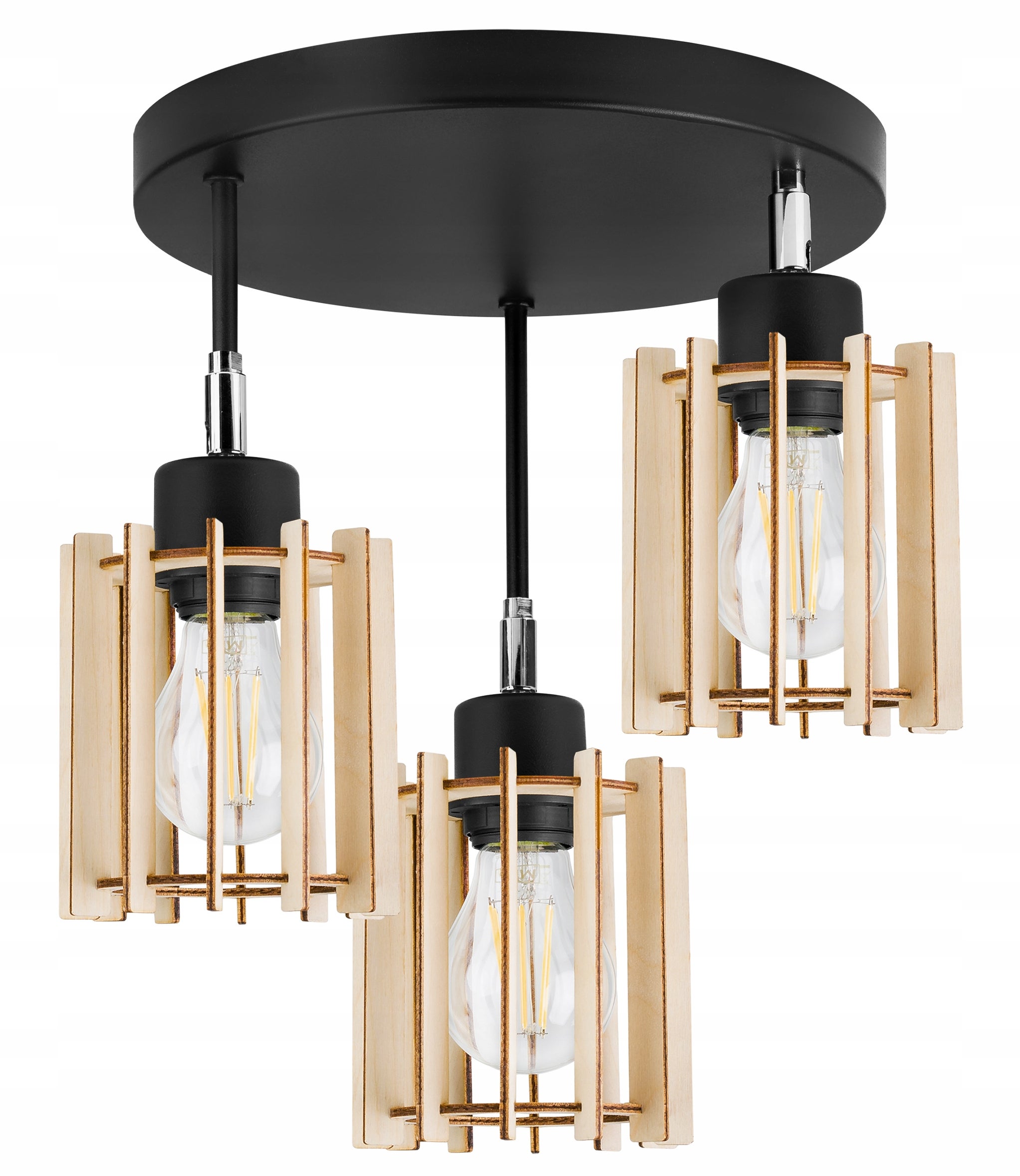 Lampa sufitowa wisząca Timber elegance 3xE27 abażur prostokątny drewniany Light Home LH