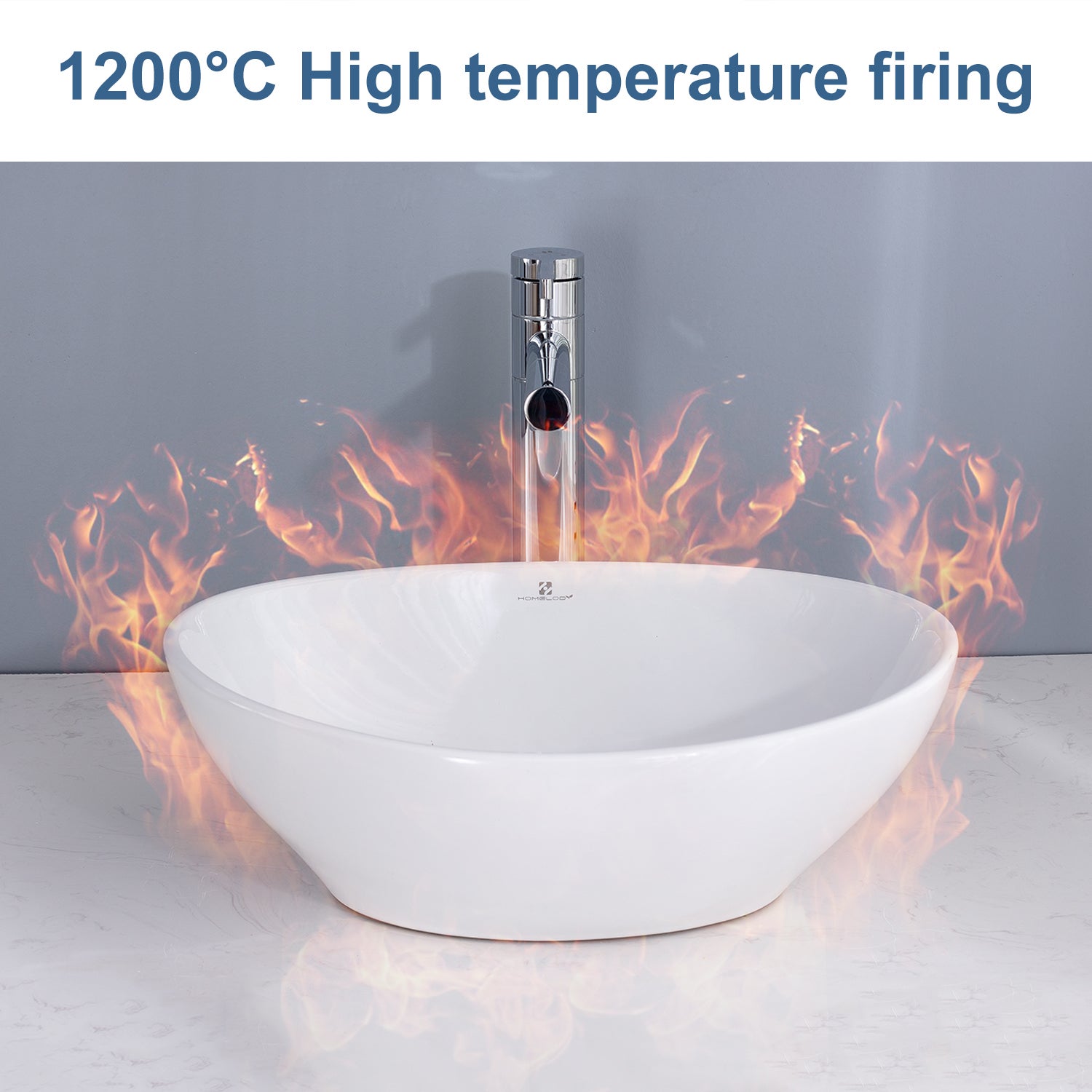 Vasque à Poser Ovale évier de salle de bain en Céramique 41x34 cm, Lavabo blanc avec Bonde Siphon - 8