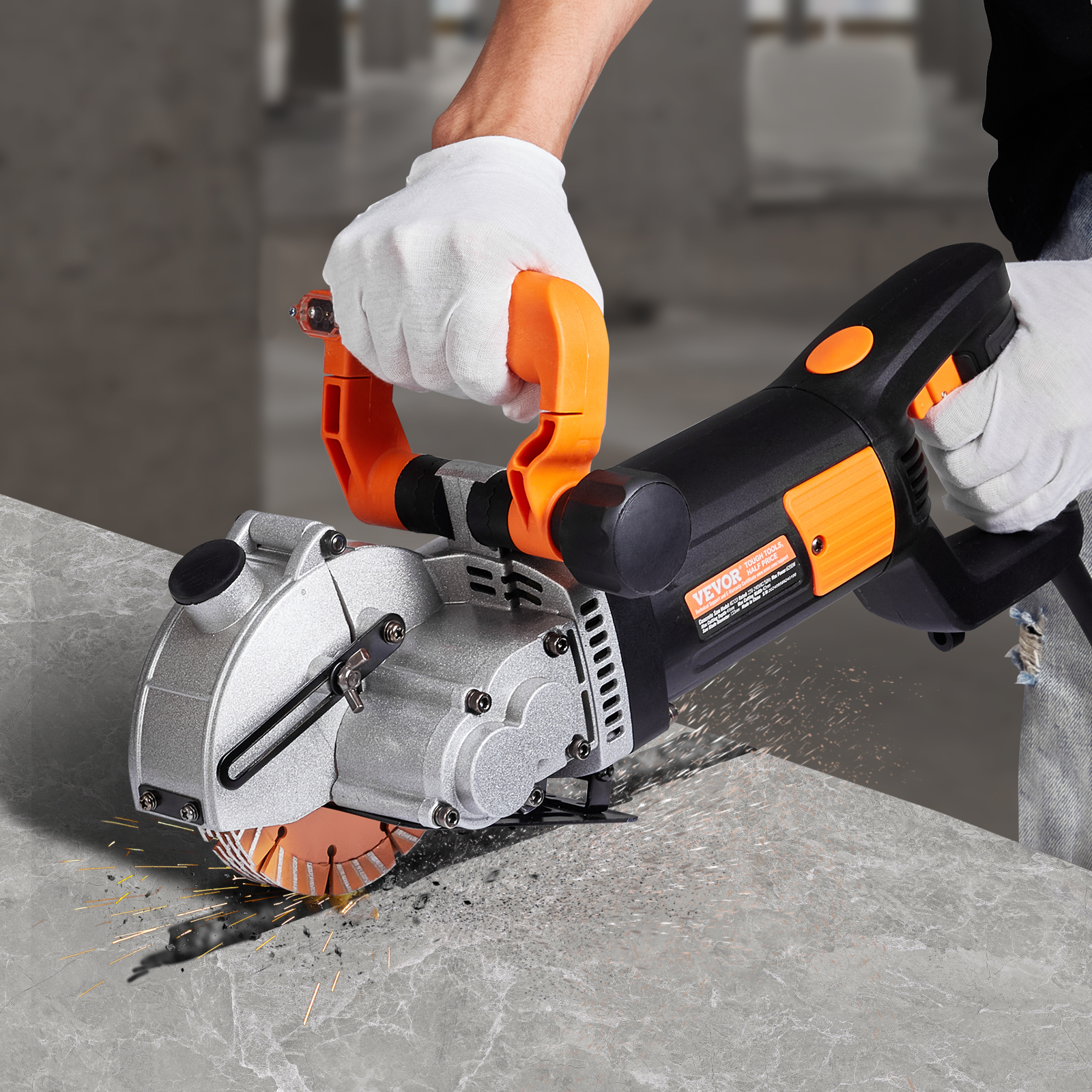 Rainureuse Murale Électrique VEVOR 2500 W 133 mm Profondeur 41 mm 6400 tr/min Coupe Murale avec Pompe à Eau 5 Lames - 8