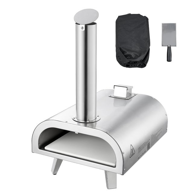 Horno de pizza portátil SucceBuy de pellets de madera de 12 pulgadas (305 mm), acero inoxidable, con termómetro incorporado,pala y bolsa de transporte