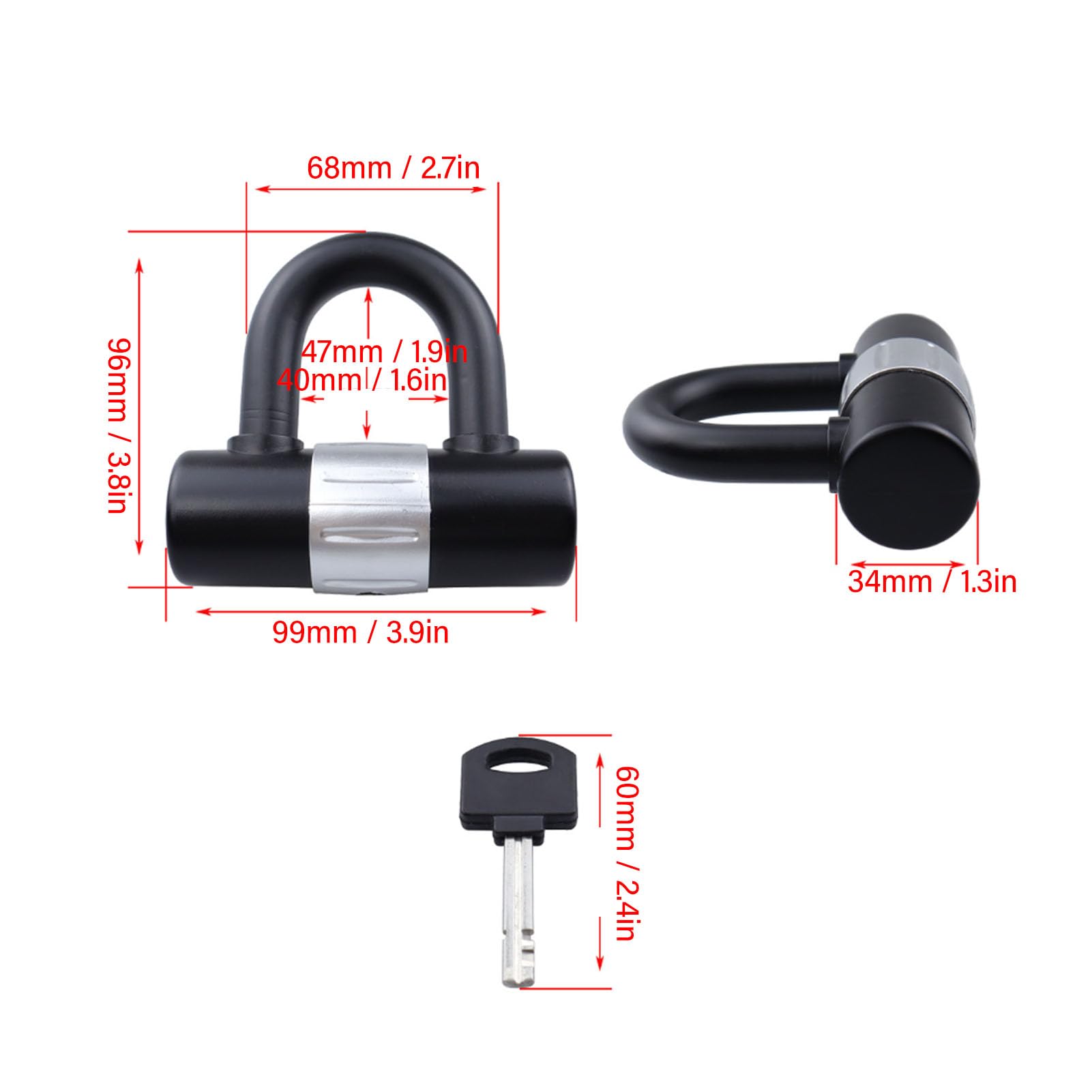 Lucchetto a U in lega di zinco antifurto portatile con chiavi per camper, camion, rimorchi, auto, ingegneria - 6