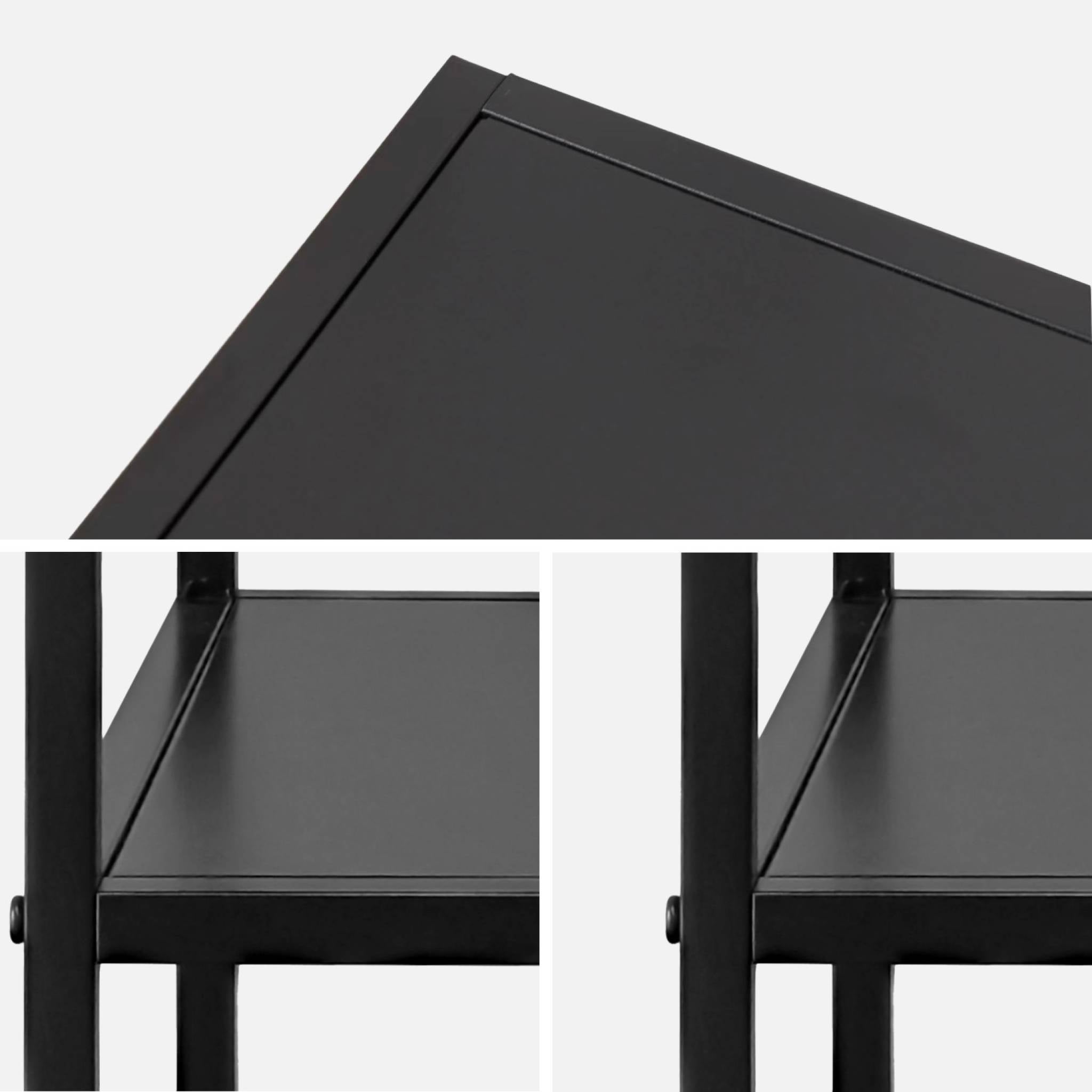 Mesita de noche de metal con estantería, Industrielle, Negro, 43x40x52 cm - 6