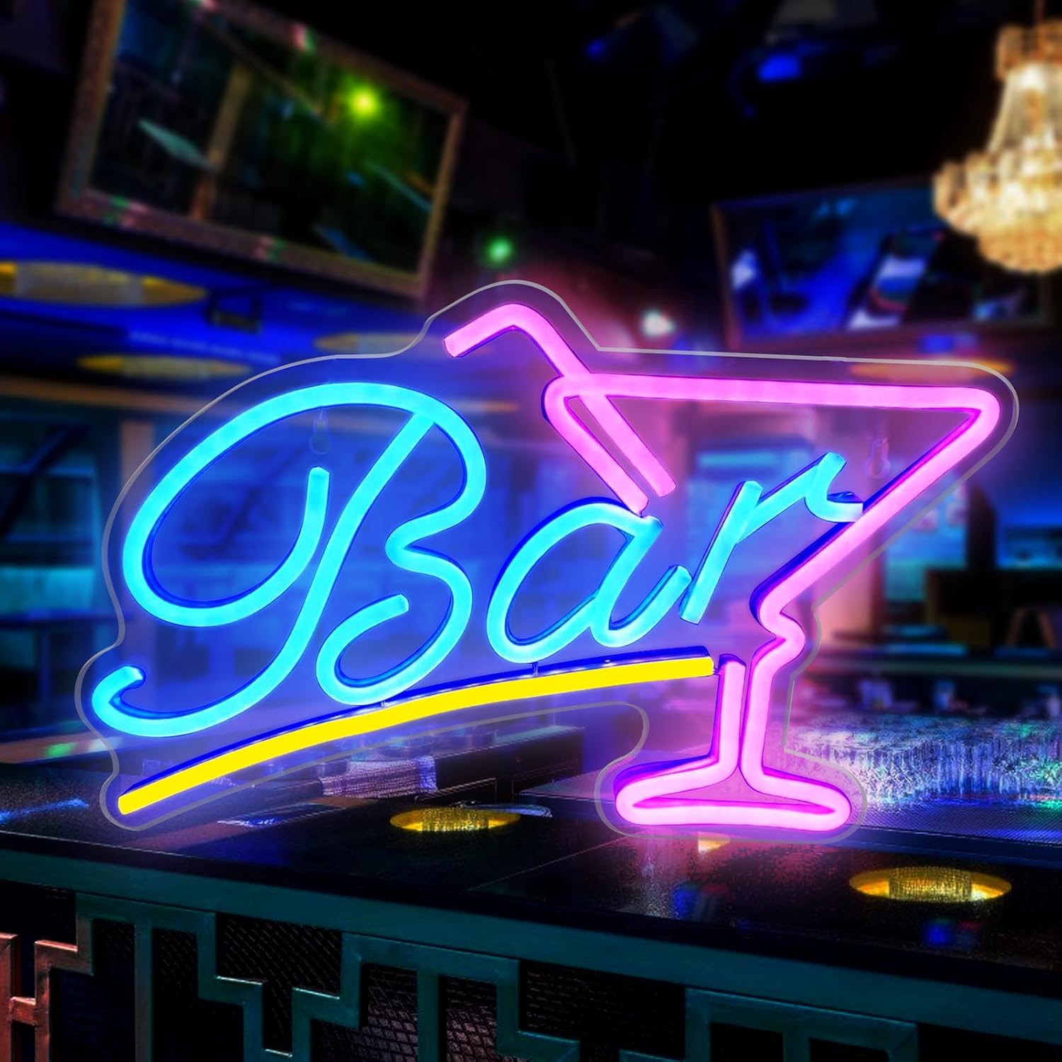 Tuinposters een neon bar bord 'cocktails' - 50x50 cm - Tuindoek
