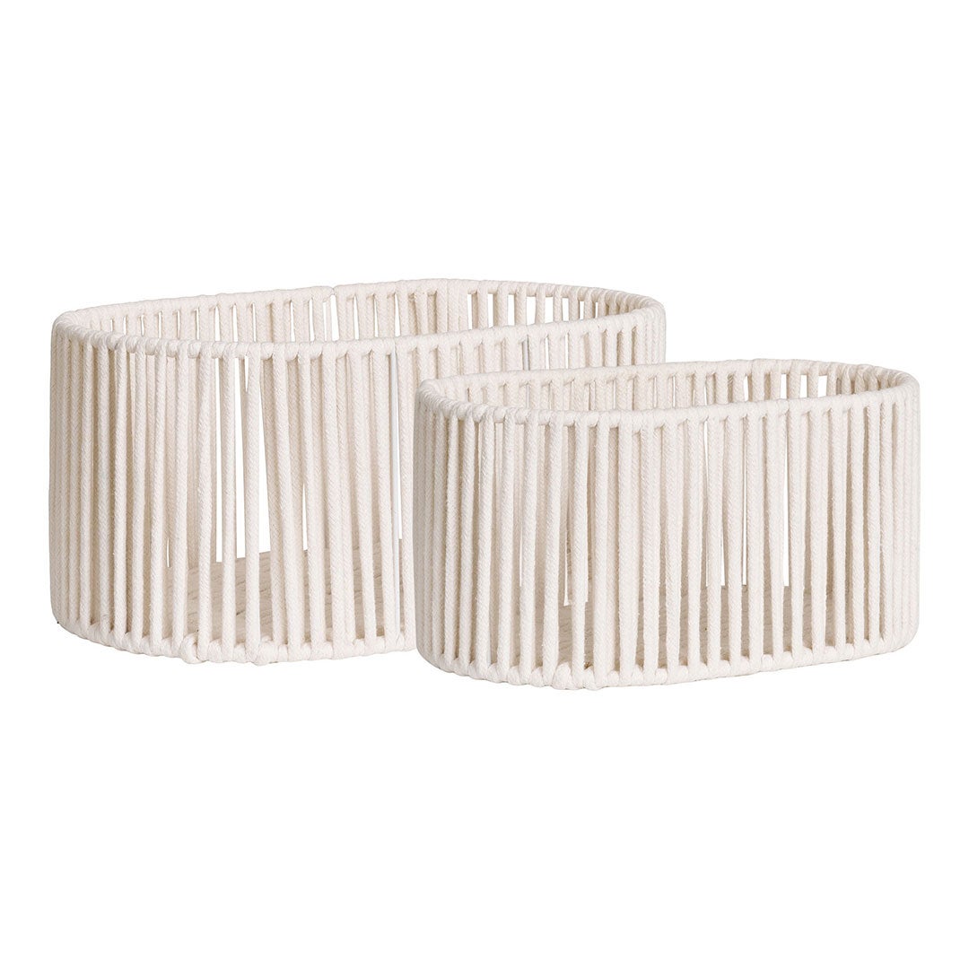 Levandeo Set Di 2 Cestini Decorativi In Metallo Nero Con Fondo In Legno MDF Marrone - Design Industriale Scandinavo, 29 E 35 Cm - 2