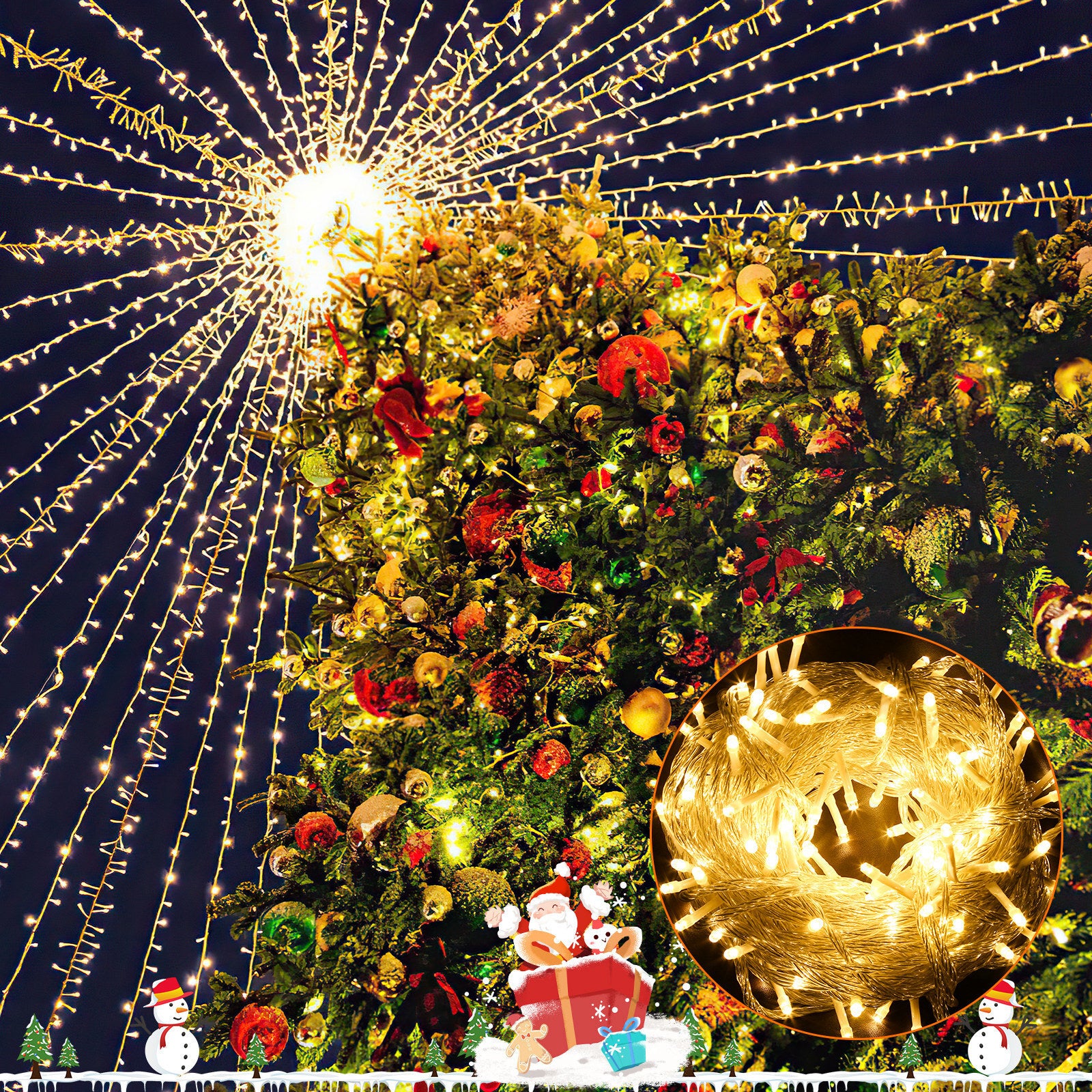 Guirlande lumineuse 20 m/200 LED pour extérieur, intérieur, carnaval, mariage, décoration de Noël, jardin, anniversaire, blanc chaud, IP44 - 9