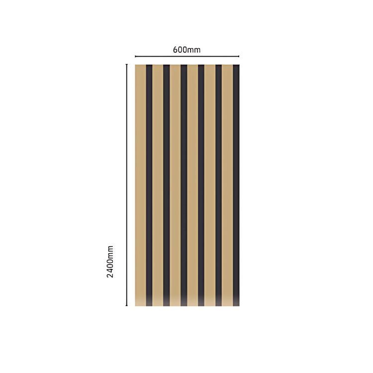 Revestimiento pared decorativo efecto 3D en madera de fresno gris 240x60x2 cm con fondo negro - 2