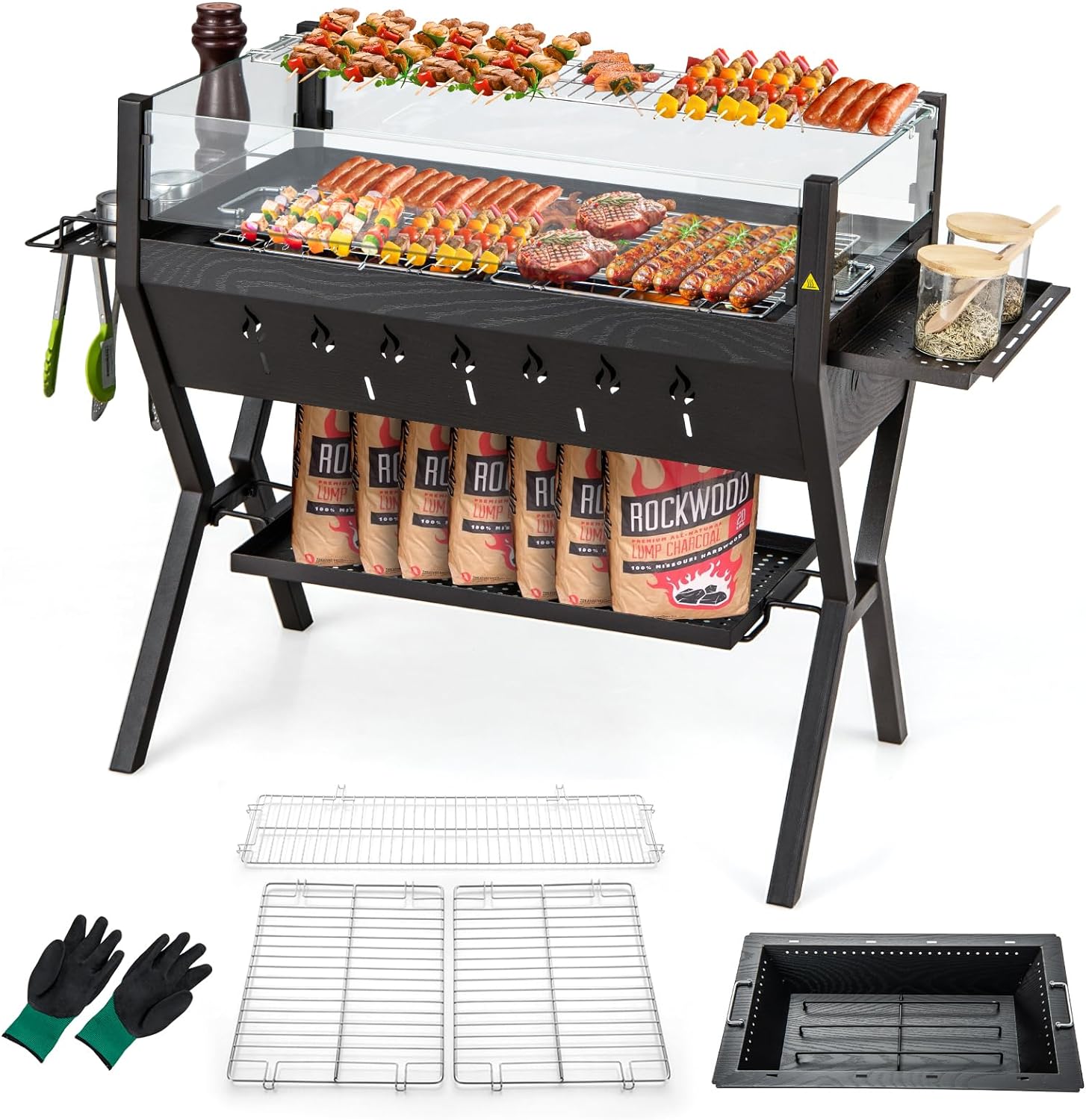 Barbecue Rôtisserie électrique Extérieur LK's - Acier, Charbon, Portable, à Monter