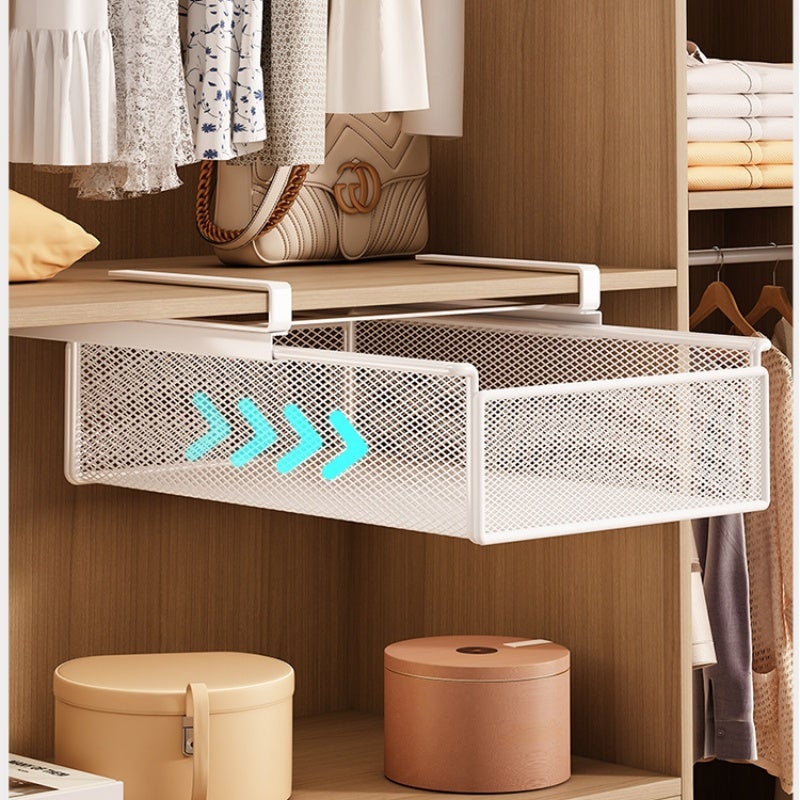 BOMCLAP Cloison coulissante pour penderie, boîte de rangement pour chaussettes suspendue à un meuble, panier suspendu style tiroir - 6