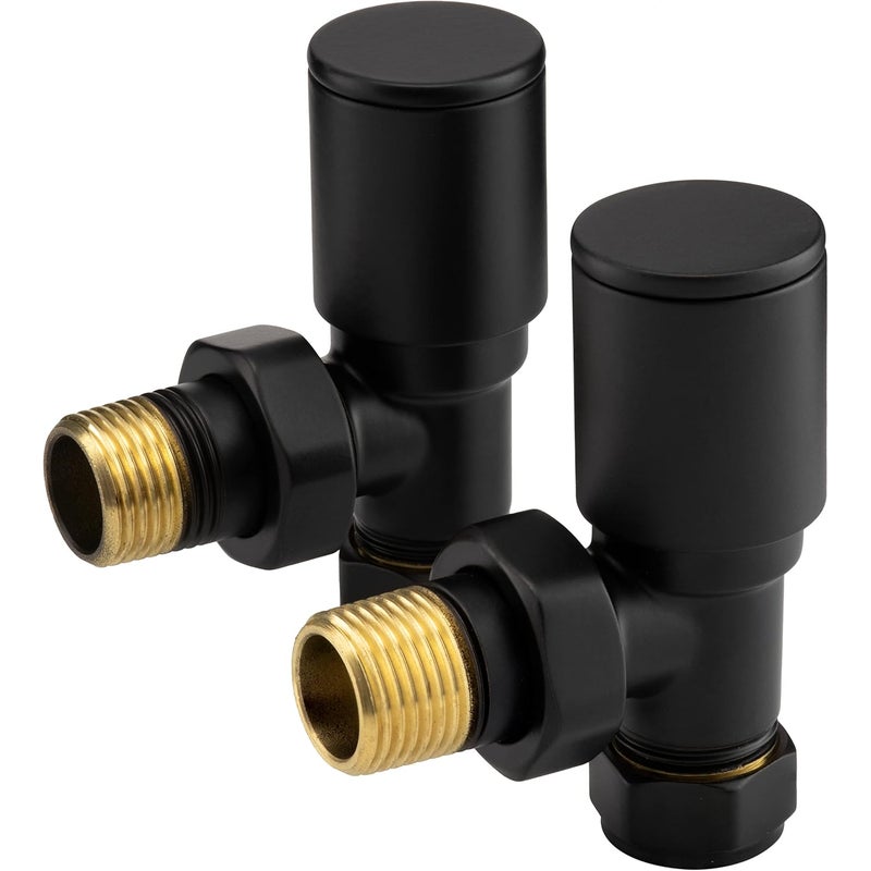 Czarne, kątowe zawory grzejnikowe, czarne zawory grzejnikowe do grzejników łazienkowych, czarne zawory grzejnikowe do grzejników łazienkowych, (15mm)