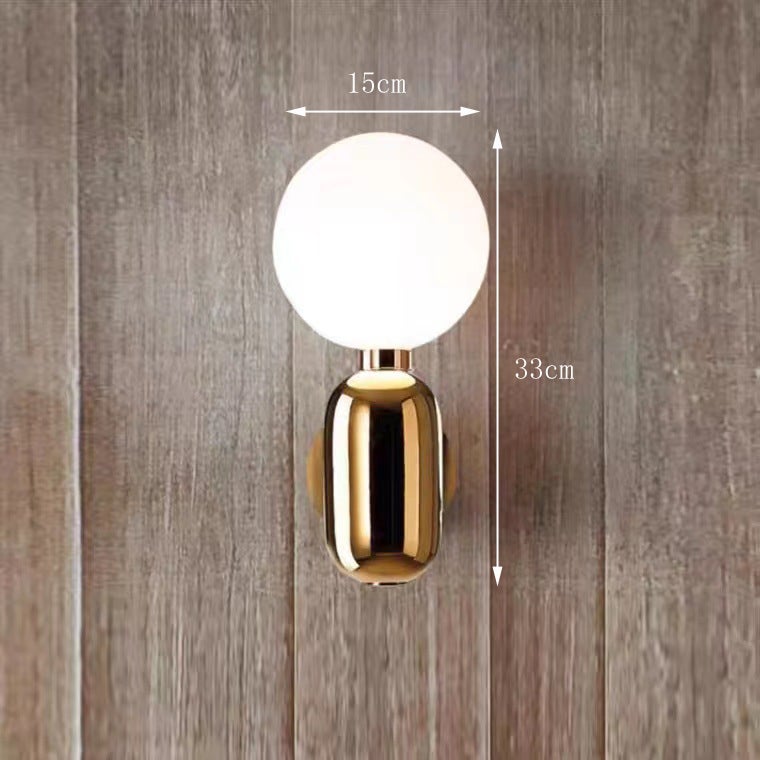 Skandynawski, minimalistyczny kinkiet z żarówką E27 i luksusową szklaną kulą do salonu, sypialni i na stolik nocny. - 2