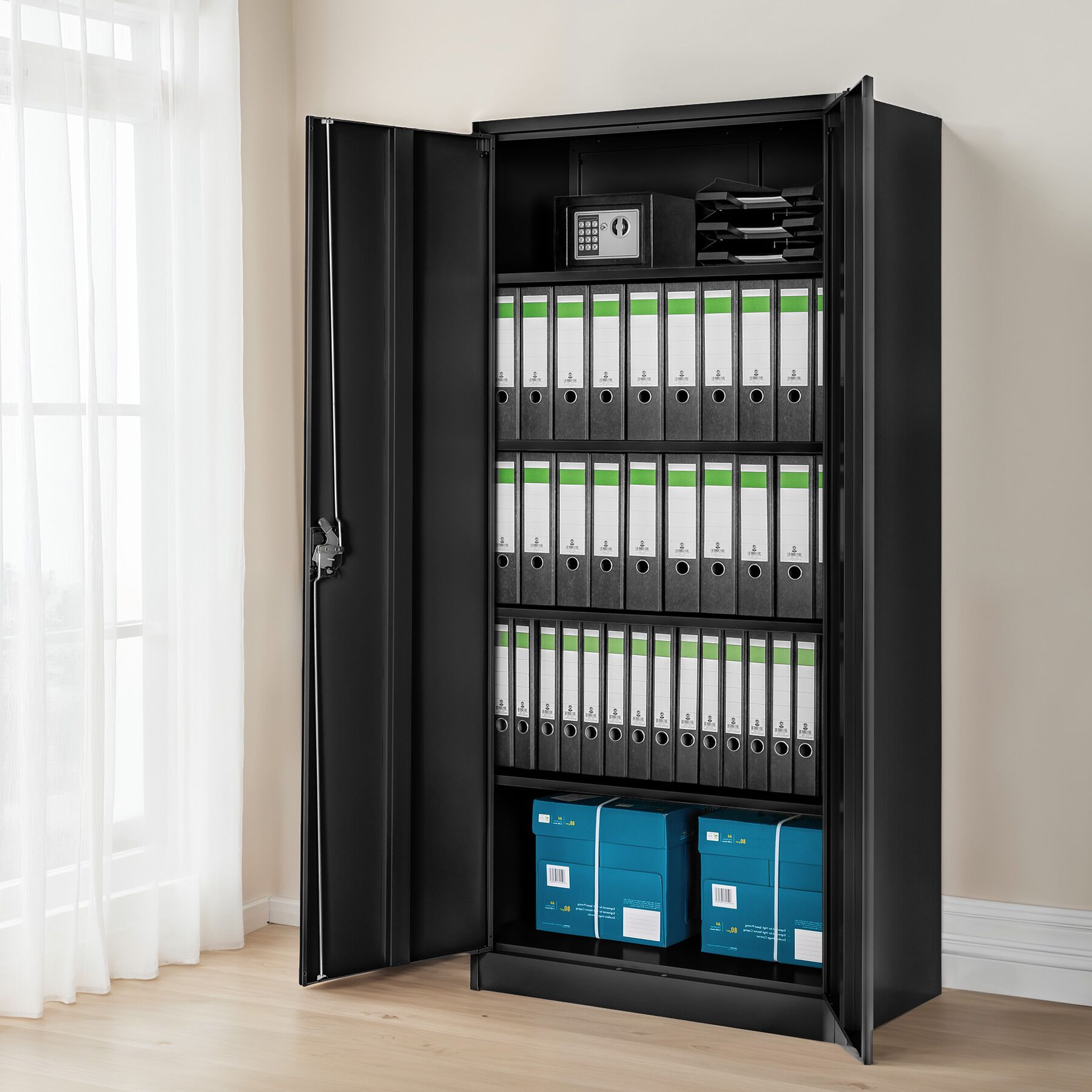 Armoire en métal verrouillable, étagères réglables, noir 180 x 90 x 40 cm TECTAKE - 3