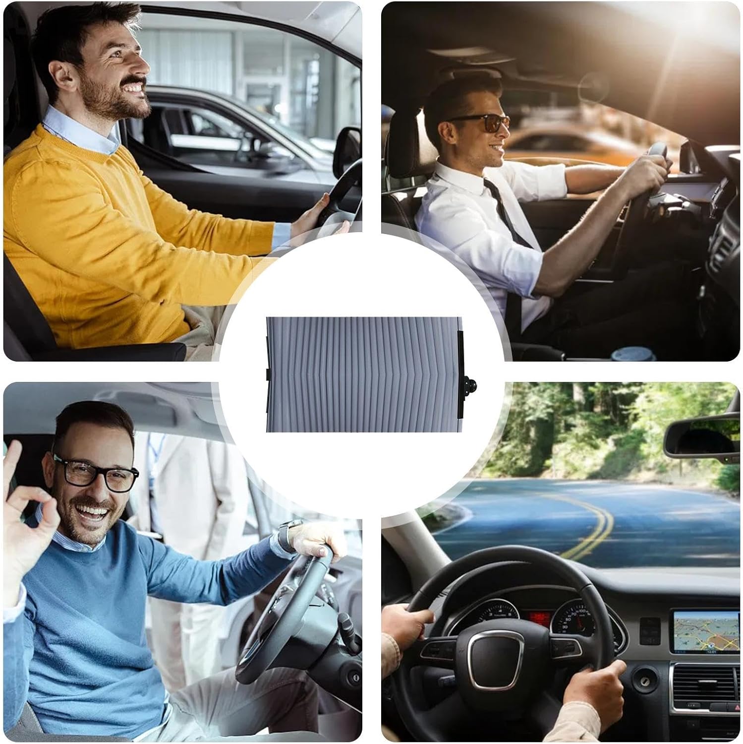 46*120cm Pare-Soleil Accordéon pour Pare-Brise Pare-Soleil Rétractable pour Voiture Rideaux D'ombrage De Fenêtre pour Protection UV,Pare-Soleil - 4