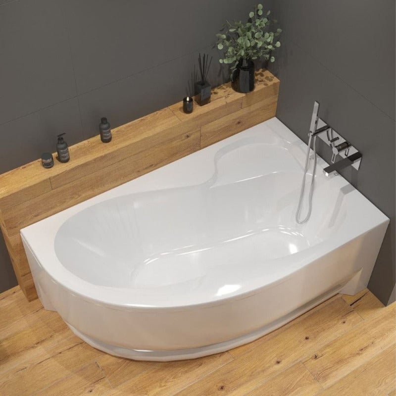170x100 cm Fortuna Plus baignoire asymétrique, avec pieds, acrylique, droite, blanc (FO1700PPLUS-SET) - 2