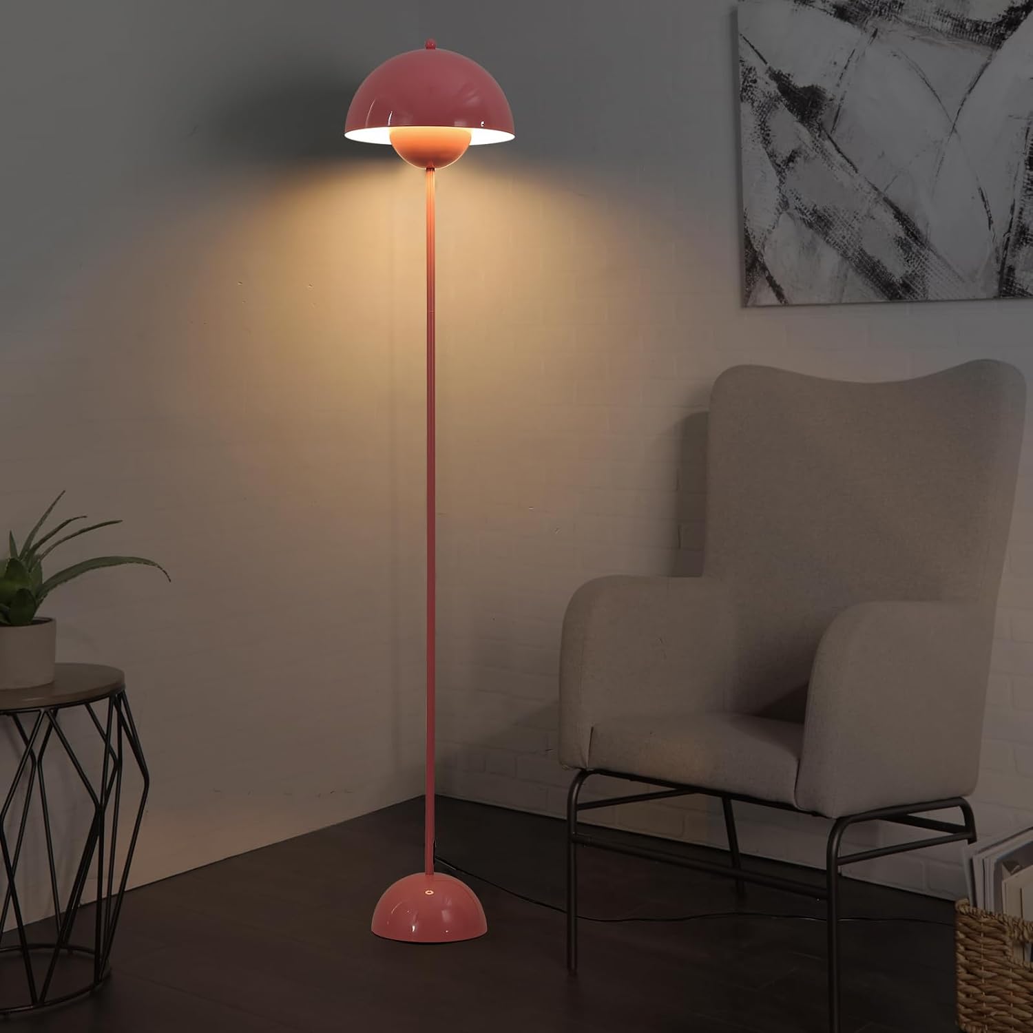 Lampe de Sol de Design Nordique Rose et Base Parabolique Douille E27 pour Salon, Salle à Manger et Chambre. - 5
