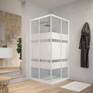 Box Doccia Angolare Fantasy2 80x80 H192 Est 78,5/80,5 Porte Pieghevoli Cristallo 6 mm Trasparente Nero opaco