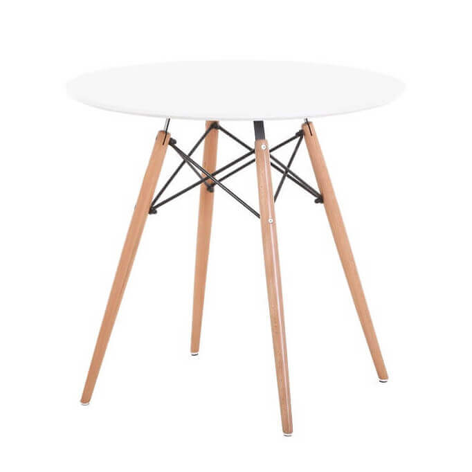Table ronde d'intérieur Ø80 cm structure bois et acier avec plateau en ...
