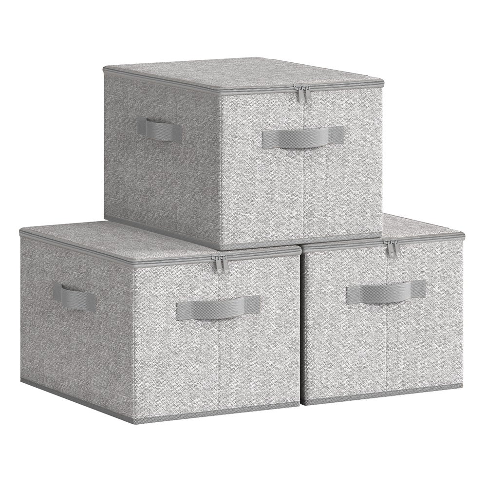 Songmics Gris Paloma Cajas De Almacenamiento Plegables, / Juego De 3(40L X 30A X 25A Cm) - Imagen 3