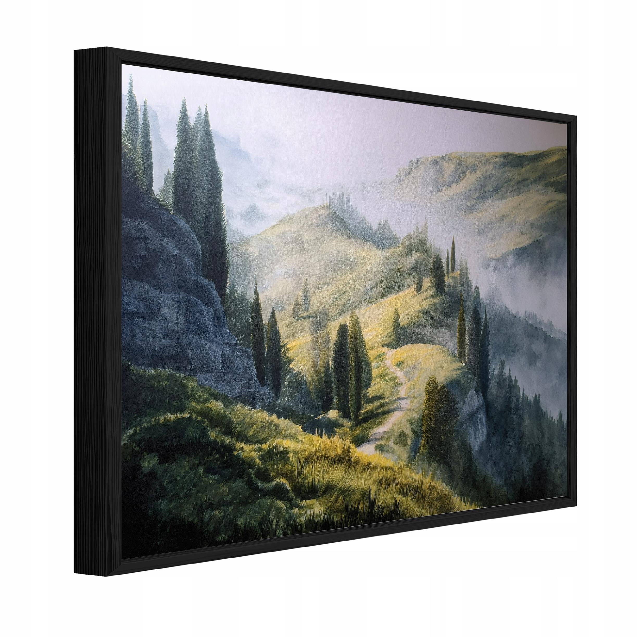 Tablou Canvas munti verde peisaj Tablou decorativ Rama Neagra Living Bucatarie Tablouri de perete 100x70 cm