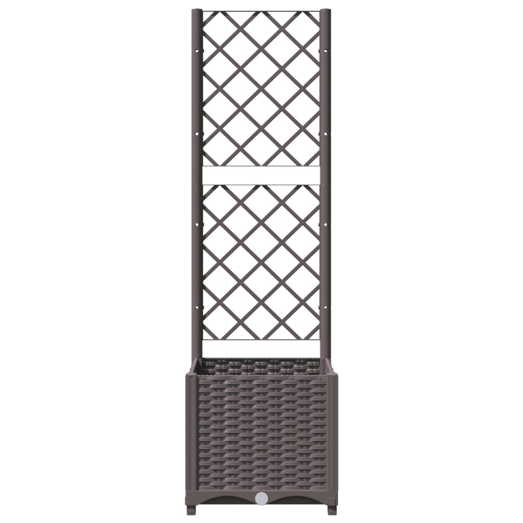 Jardinière bac lit surélevé plantes fleurs terrasse jardin avec treillis 40 x 40 x 136 cm PP marron 02_0038288 - 2