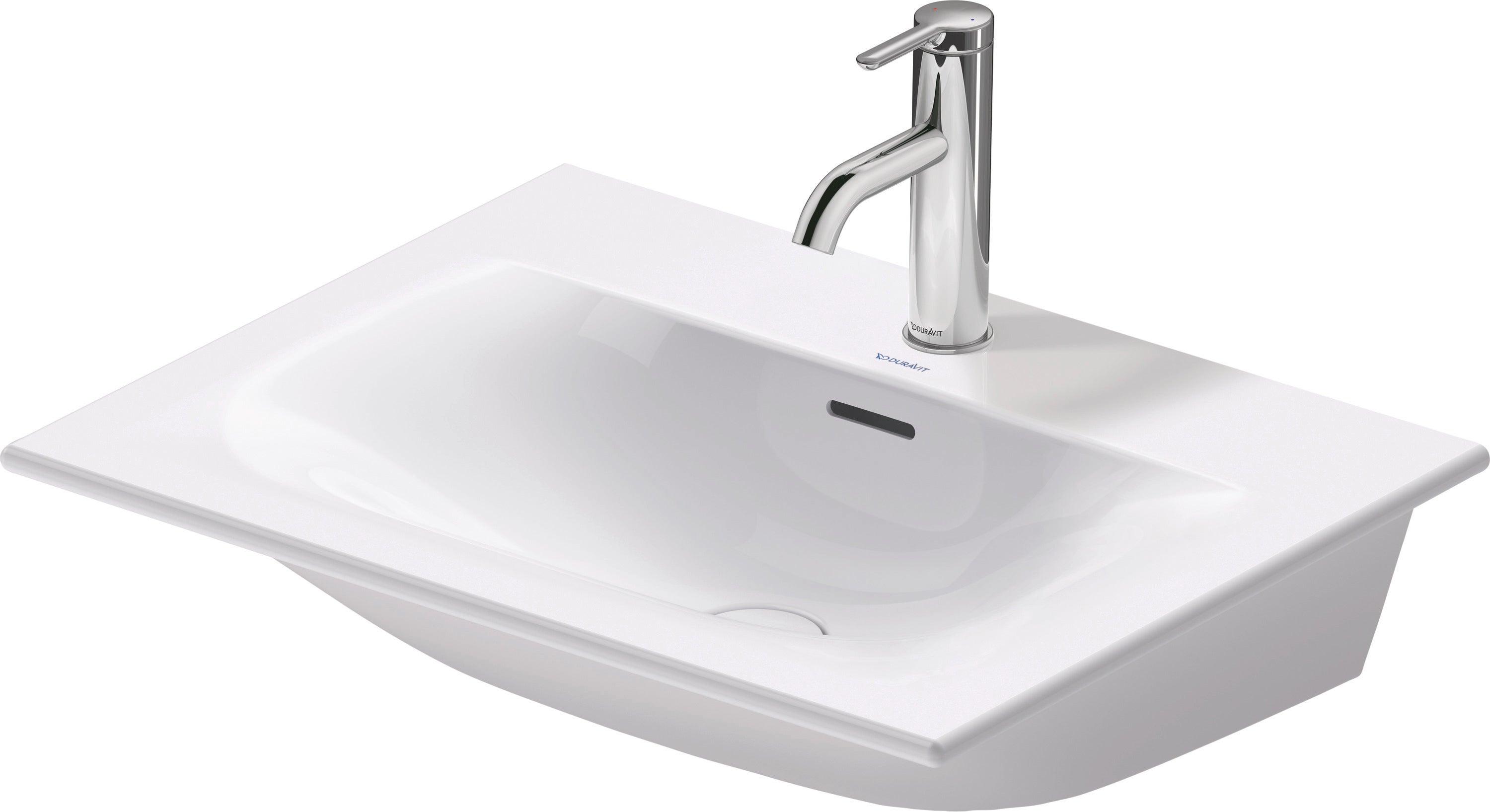 Duravit Lave-mains Viu 234463, 630 mm, avec trop-plein, avec table de robinetterie, 1 trou de robinet, 2344630000, Farbe: Blanc - 3