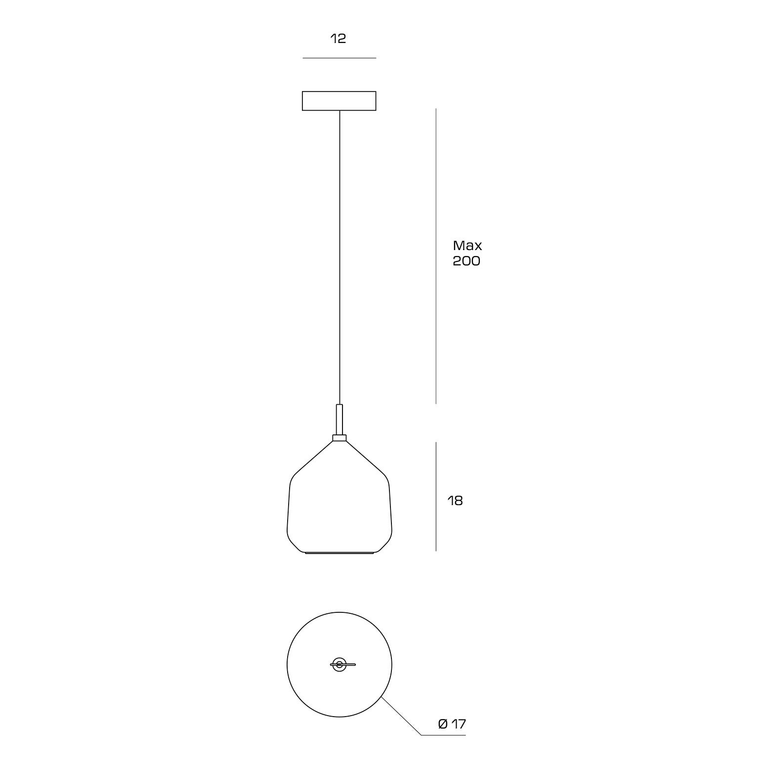 X-RAY suspension, en verre, grand modèle, cuivre - 2