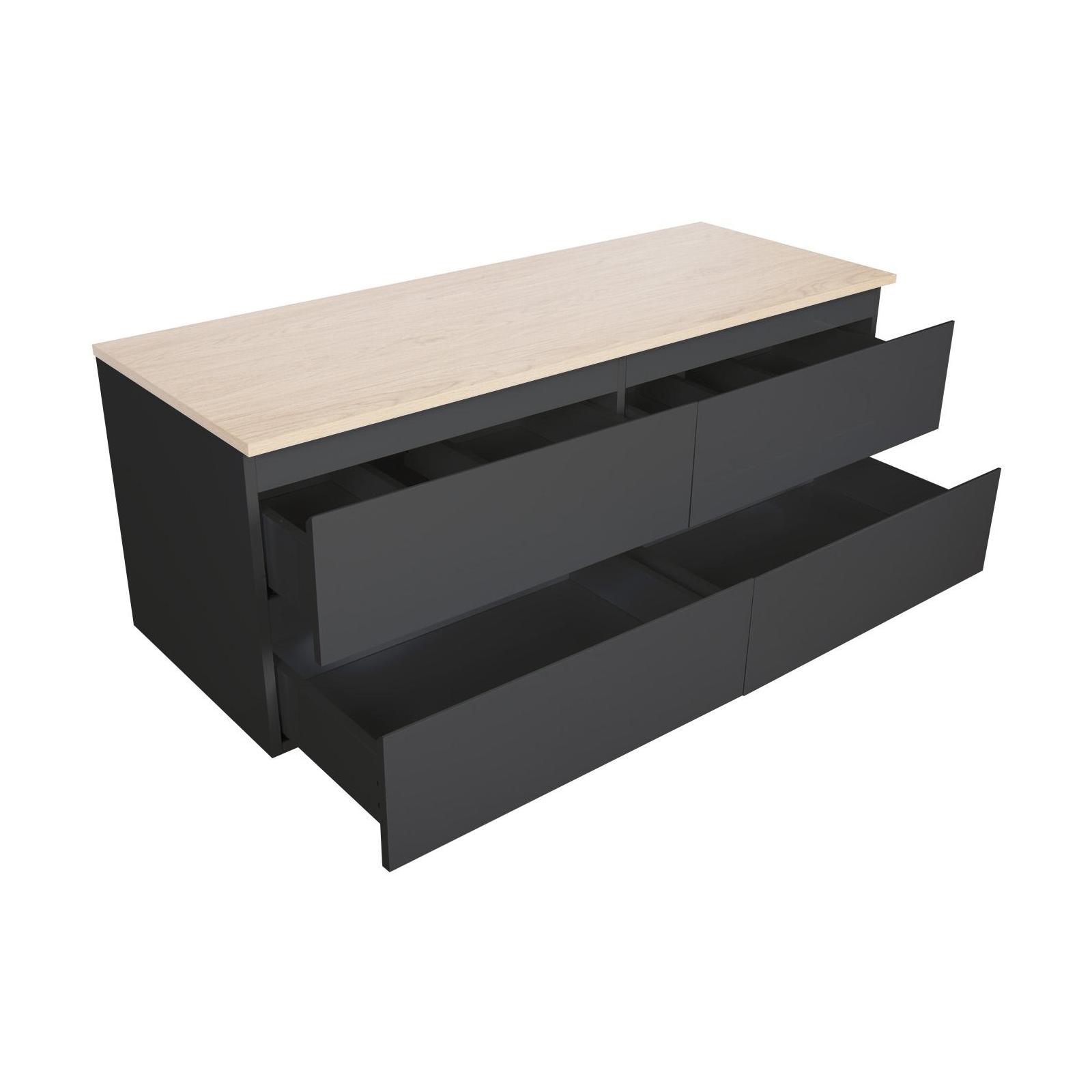 Meuble double vasque SORRENTO suspendu avec plan effet bois 120 cm - 2