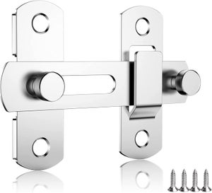 Chiavistello Scorrevole In Acciaio Inox 304 Per Cancelli E Porte – 2 Pezzi Con Viti, Foro Per Lucchetto