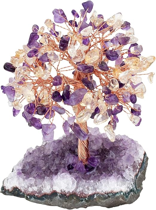 Árvore em Cristal de Reiki sobre Base de Peça Bruta de Ametista Natural, Árvore de prata em Pedra, Ornamento Feng Shui, Decoração da Casa para a - 2