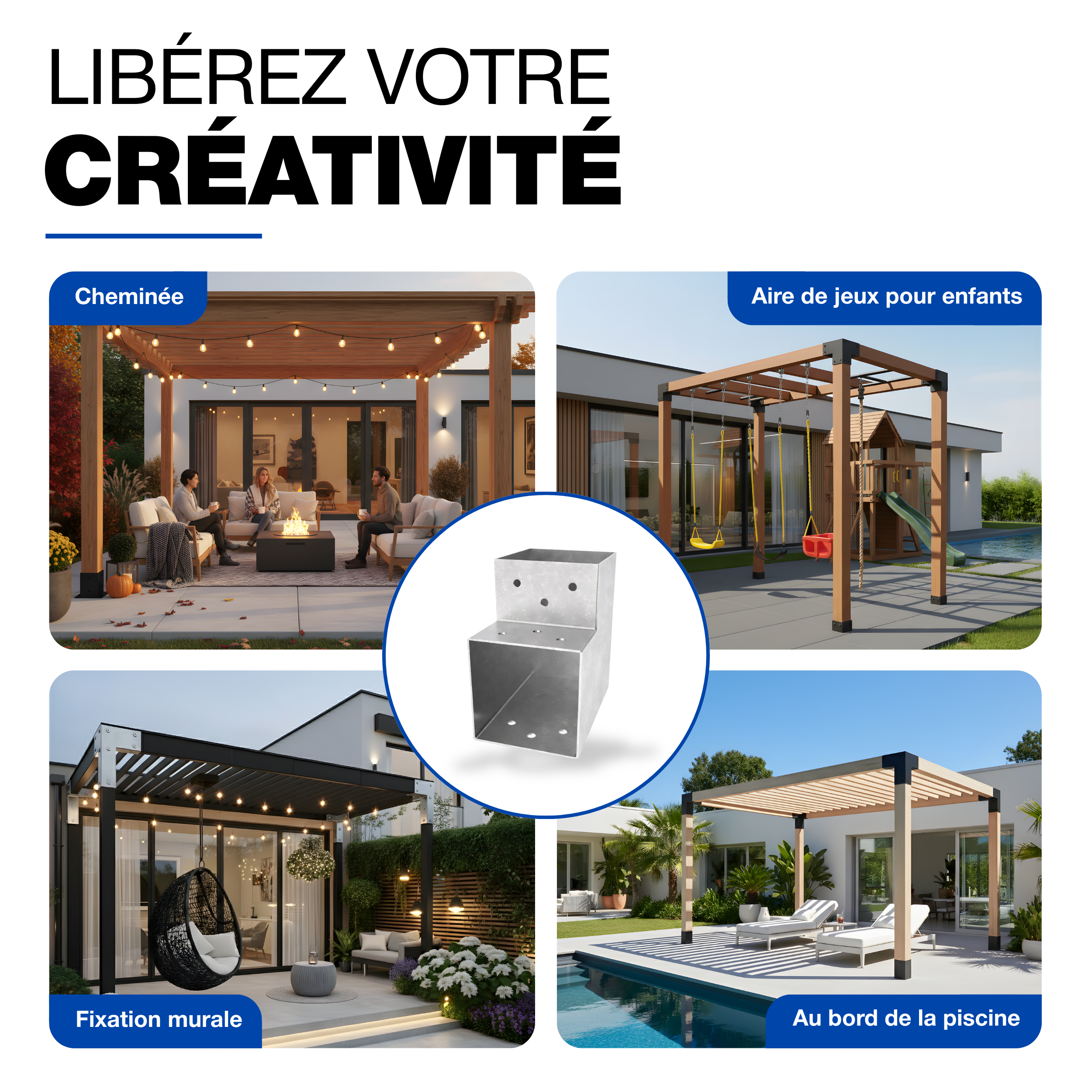 Connecteur de Poteau en L 71x71 mm Galvanisé à Chaud Pergola Forme en L Connecteur de Poteau d’Angle Pavillon Pergola Connexion D'Angle GeZu Impex - 8