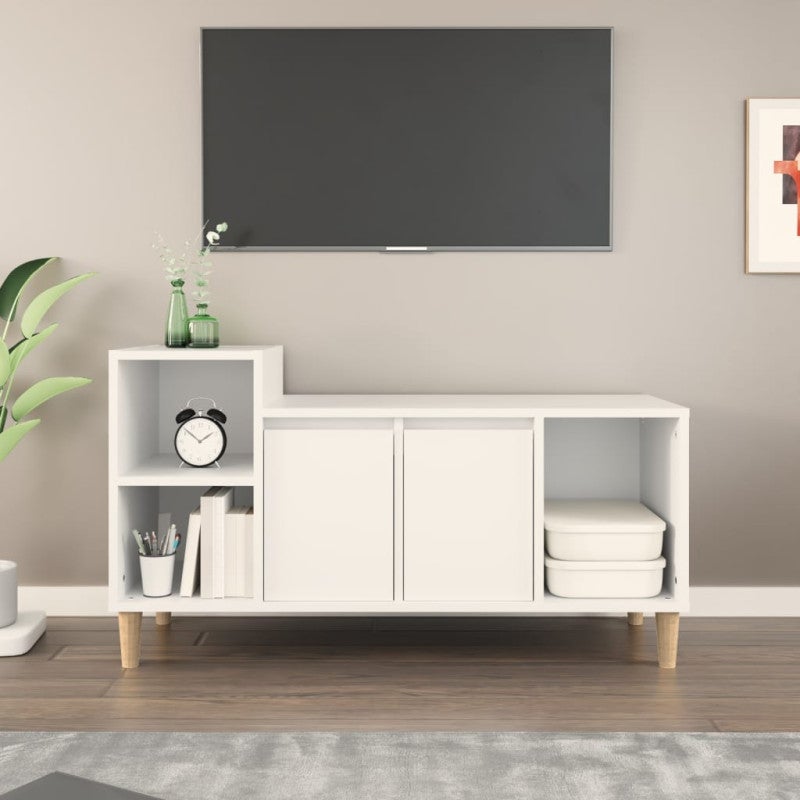 Szafka pod TV, biała, 100x35x55 cm, materiał drewnopochodny vidaXL