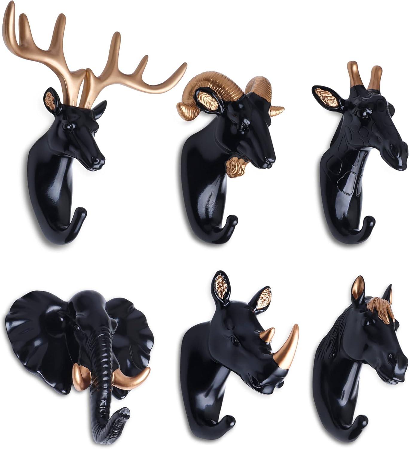 Appendiabiti Da Parete Vintage Forma Testa Animale, Ganci In