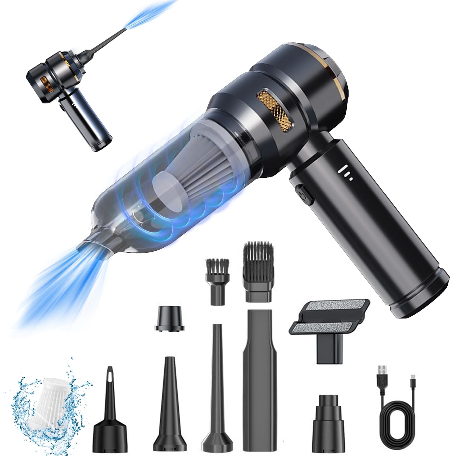 Aspirateur à Main Sans Fil - 7000PA 120W - Gris - Filtre HEPA Lavable - Electroménager