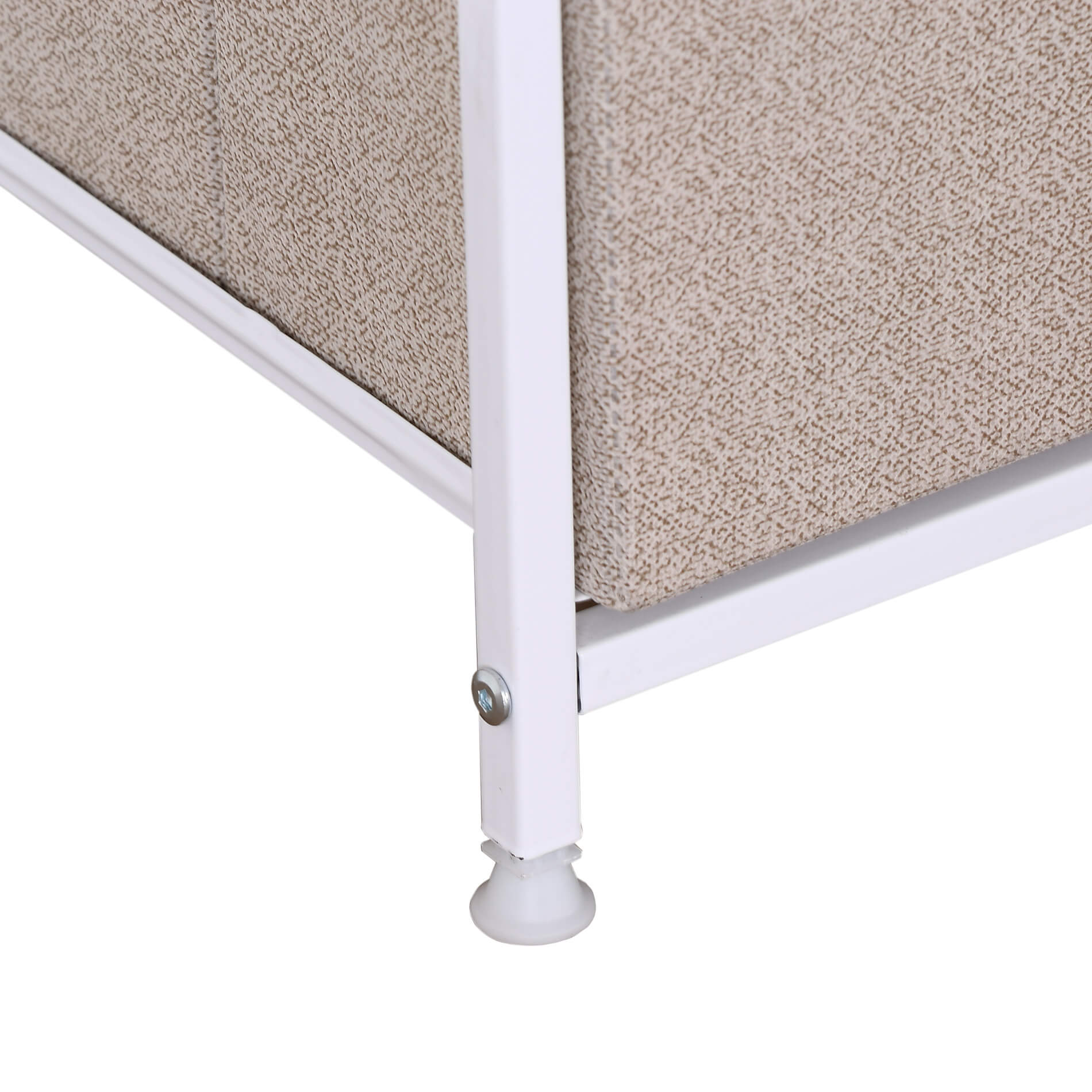 Meuble de rangement bas Rebecca Mobili Chiffonier à 5 tiroirs en metal et tissu blanc beige - 6
