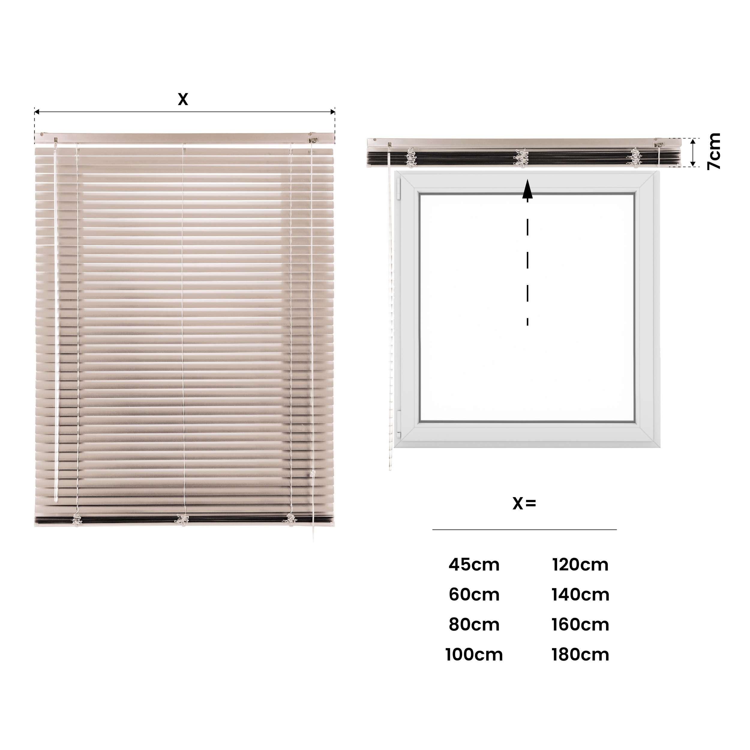 Persianas Venezianas de Alumínio com Cordão Autoblocante, Cinza-Pedra 105x250 - 4
