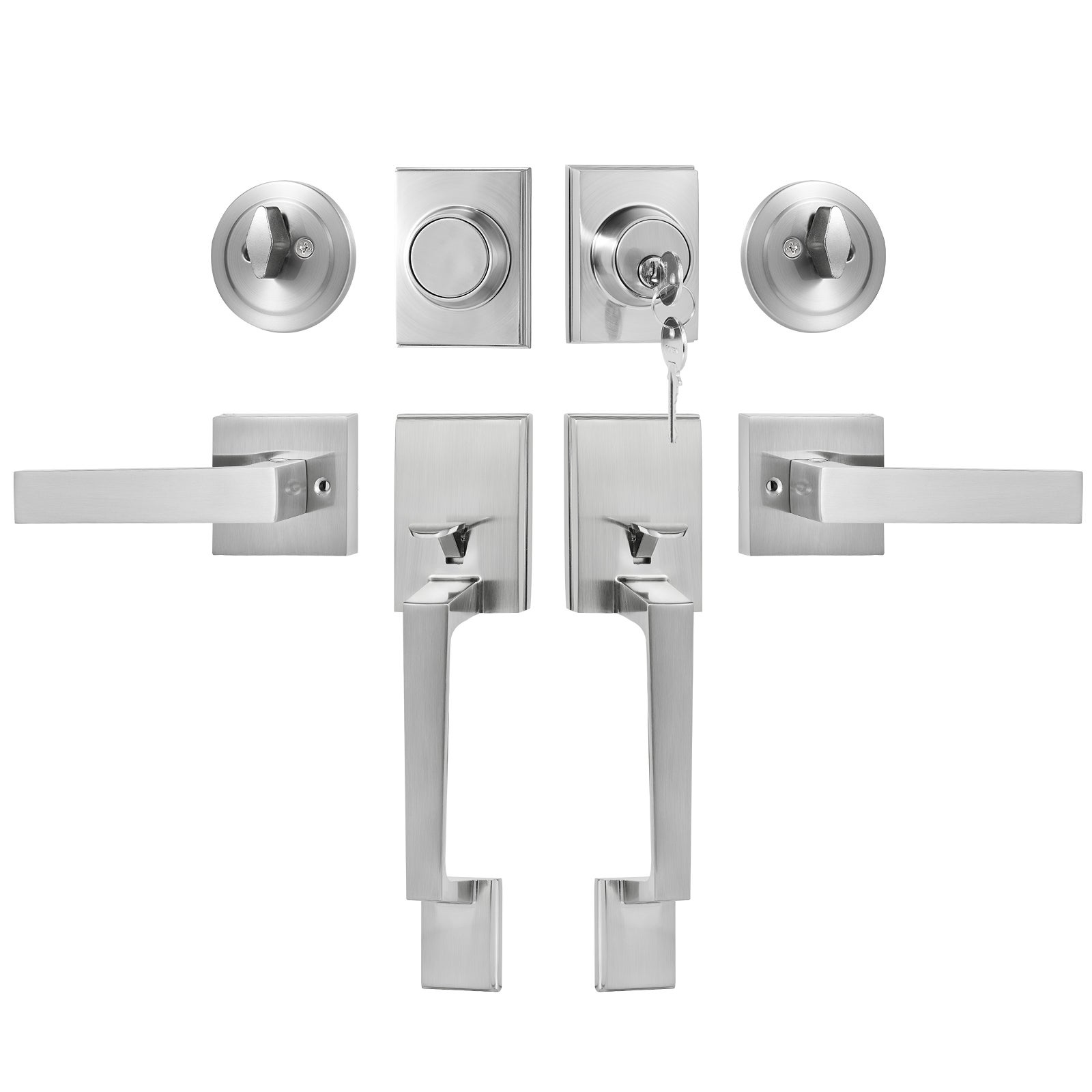 Poignée De Porte Intérieure Léon / Square - Chrome Poli - Réversible - Neuf