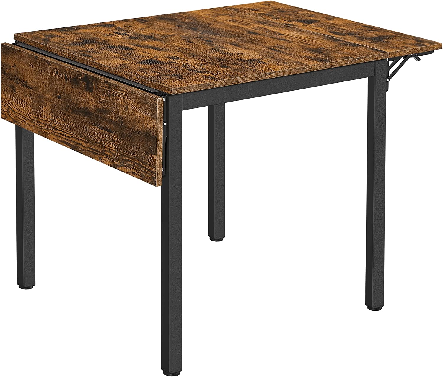 Mesa de comedor extensible para 2-4 personas, ideal para espacios pequeños, tablero abatible, estilo rústico marrón y negro