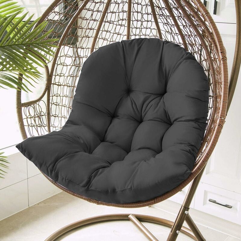 Coussin Fauteuil Rotin, Balançoire Suspendue Oeuf Rotin Chaise Coussin Jardin Patio Housse De Coussin Noir 80x120cm - 2