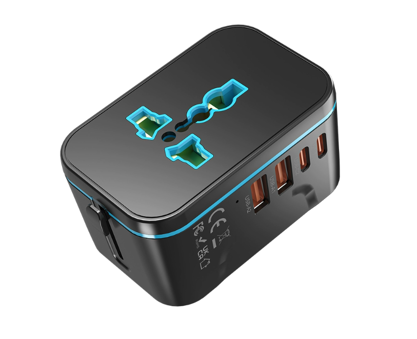 HAPOW Adattatore Da Viaggio Universale PD20W – 2 USB-C, 2 USB-A, Presa Multipla Per Europa, UK, USA, Australia